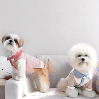 HKM-1909693 Ribbed Casual Small Dog Clothing in Blue Clouds, Pink Clouds, Brown Dogs, and Blue Bears