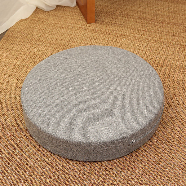HKM-191123 Embroidered Cotton and Linen Round Cushion Mat, 40cm Diameter, 6cm Thickness