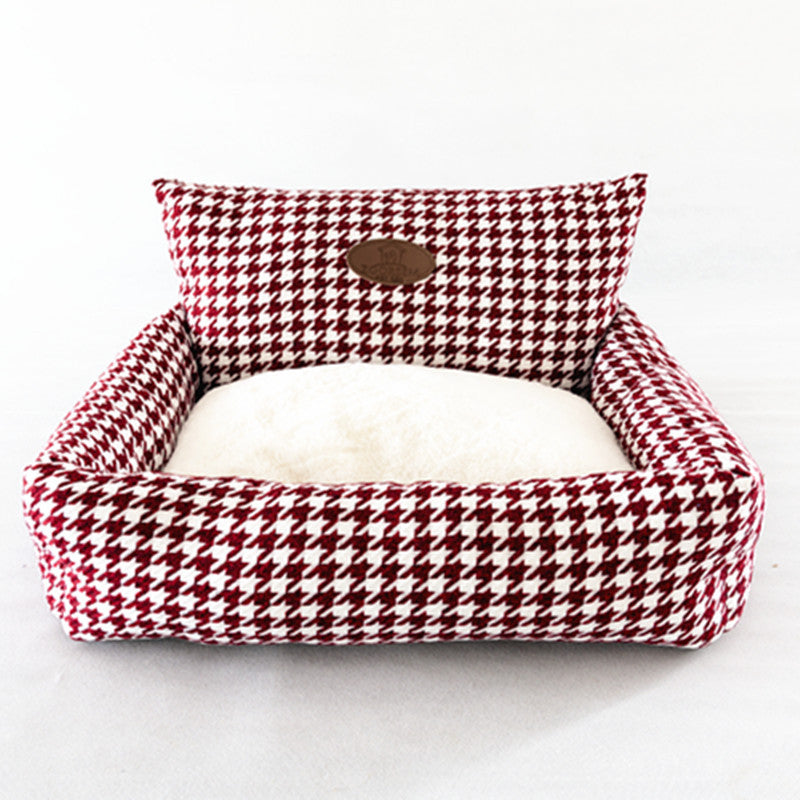 HKM-1911357 Houndstooth Cat Sofa Bed with Removable Washable Cover, Available in Three Sizes