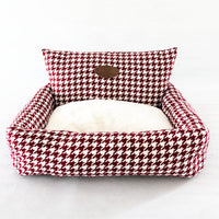 HKM-1911357 Houndstooth Cat Sofa Bed with Removable Washable Cover, Available in Three Sizes