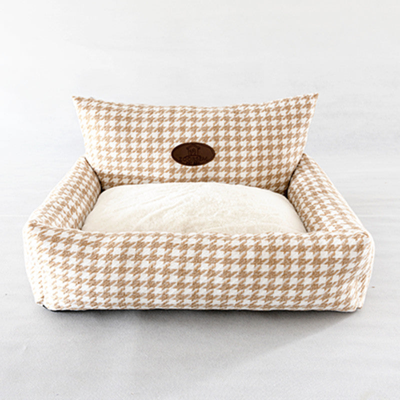 HKM-1911357 Houndstooth Cat Sofa Bed with Removable Washable Cover, Available in Three Sizes