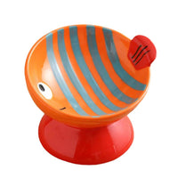 HKM-1911485 Ceramic Cat Bowl with Anti-Tip Design in Orange and Red Options