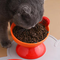 HKM-1911485 Ceramic Cat Bowl with Anti-Tip Design in Orange and Red Options