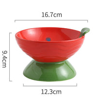 HKM-1911485 Ceramic Cat Bowl with Anti-Tip Design in Orange and Red Options