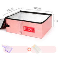 HKM-1912765 Portable Folding Litter Box with Cat Litter Shovel and Bags - Enclosed Design for Travel