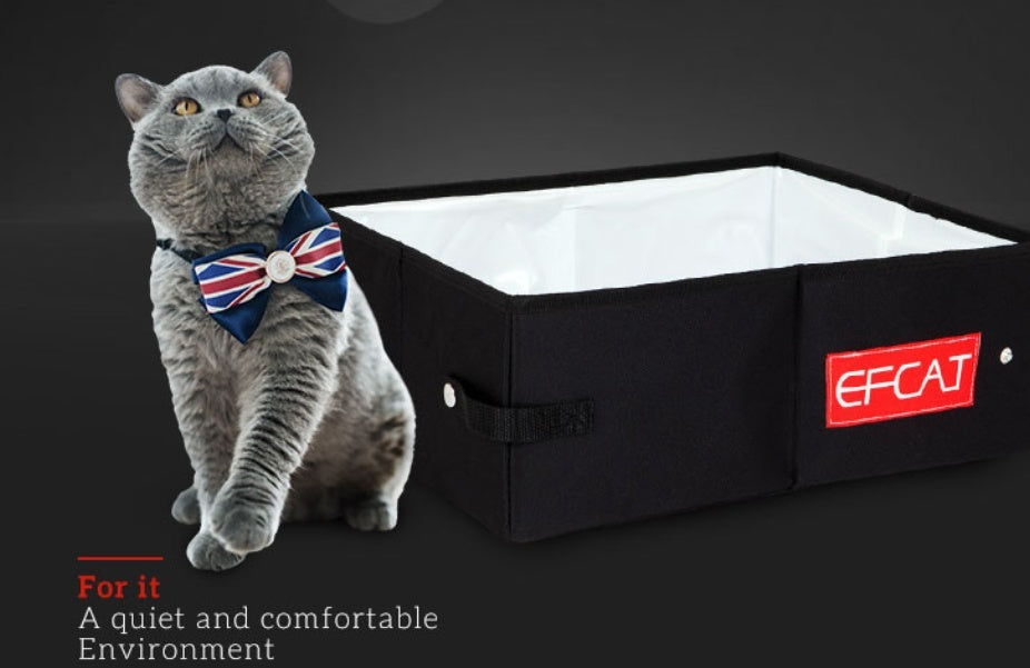 HKM-1912765 Portable Folding Litter Box with Cat Litter Shovel and Bags - Enclosed Design for Travel