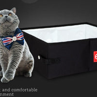 HKM-1912765 Portable Folding Litter Box with Cat Litter Shovel and Bags - Enclosed Design for Travel