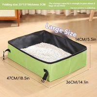 HKM-1912765 Portable Folding Litter Box with Cat Litter Shovel and Bags - Enclosed Design for Travel