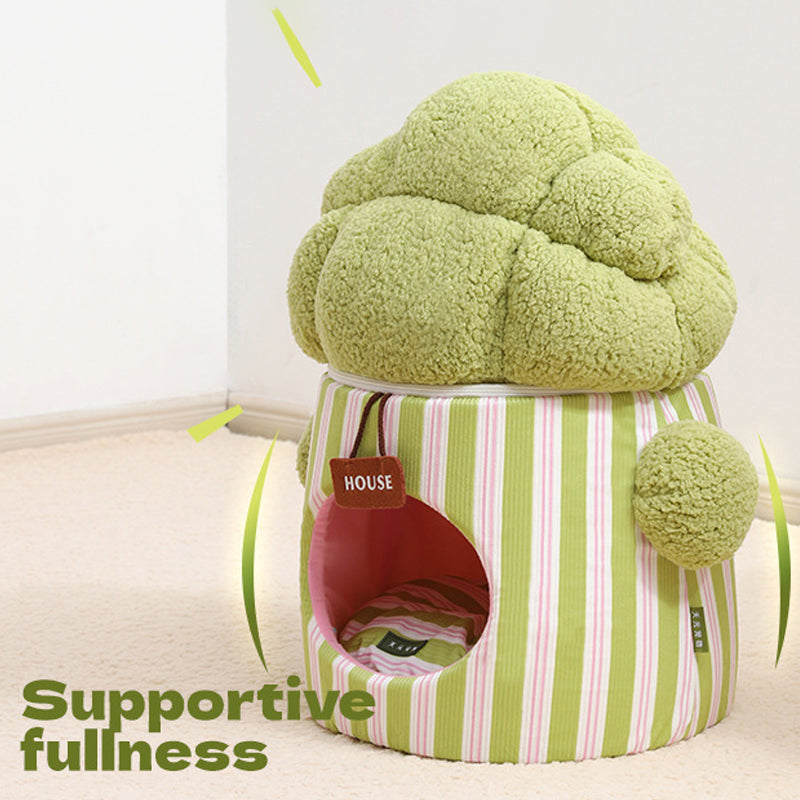 HKM-1914557 Dual-Purpose Cauliflower-Themed Enclosed Dog and Cat House