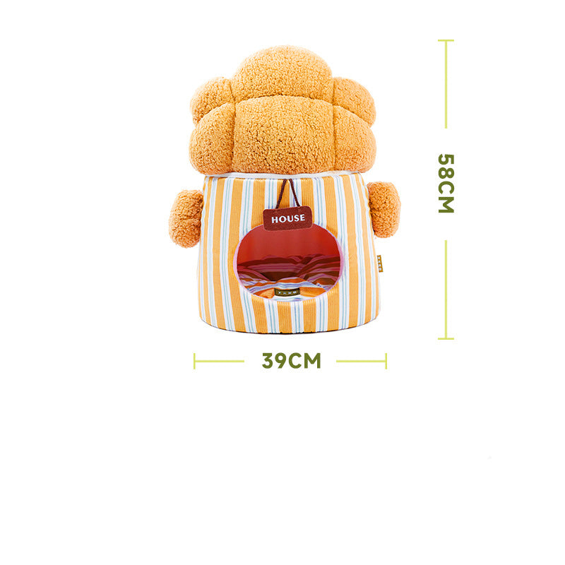 HKM-1914557 Dual-Purpose Cauliflower-Themed Enclosed Dog and Cat House