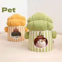 HKM-1914557 Dual-Purpose Cauliflower-Themed Enclosed Dog and Cat House