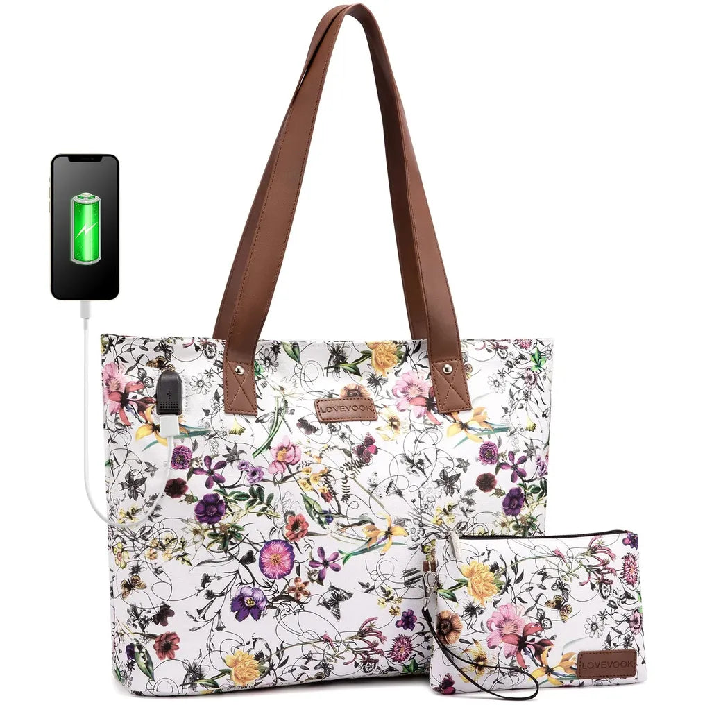 HKM-191507 Multifunctional Oxford Shoulder Bags Set for 15.6in Laptop - Stylish Women's Tote Handbags