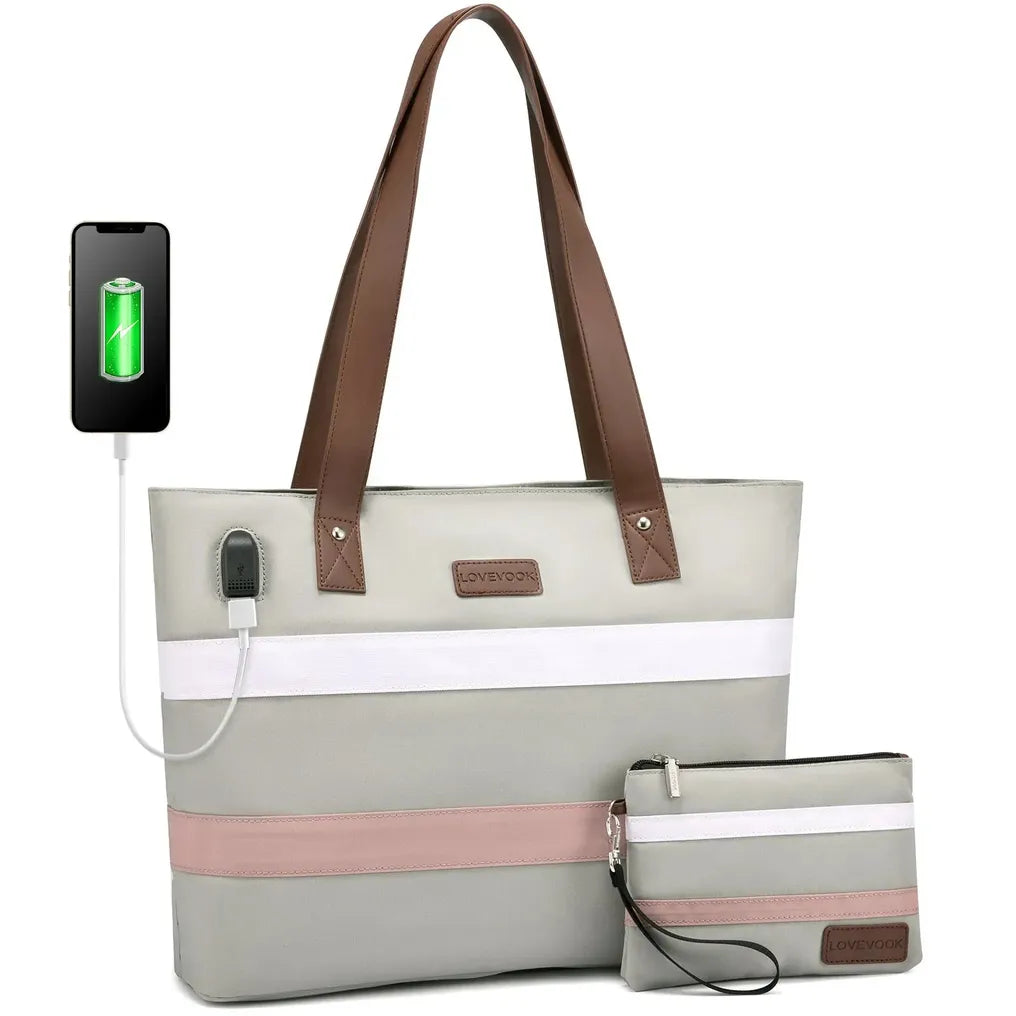 HKM-191507 Multifunctional Oxford Shoulder Bags Set for 15.6in Laptop - Stylish Women's Tote Handbags