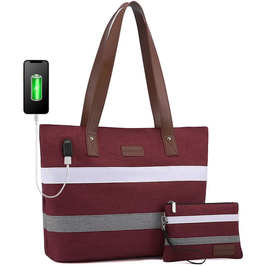 HKM-191507 Multifunctional Oxford Shoulder Bags Set for 15.6in Laptop - Stylish Women's Tote Handbags