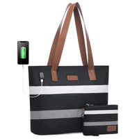 HKM-191507 Multifunctional Oxford Shoulder Bags Set for 15.6in Laptop - Stylish Women's Tote Handbags