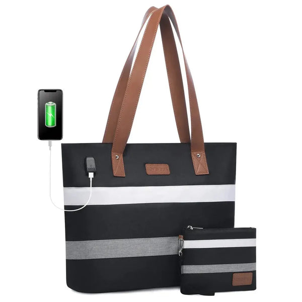 HKM-191507 Multifunctional Oxford Shoulder Bags Set for 15.6in Laptop - Stylish Women's Tote Handbags