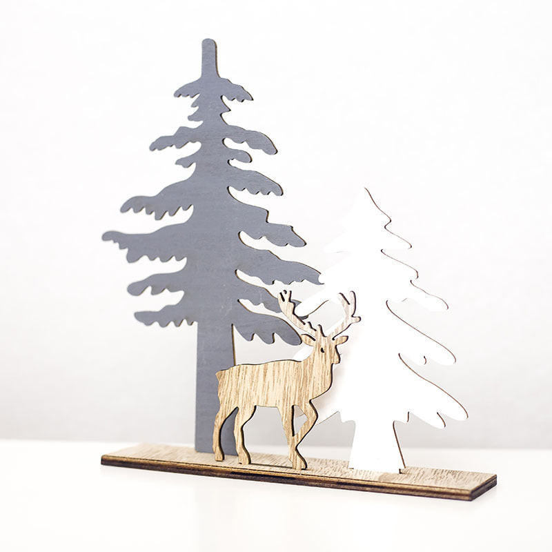 HKM-191571 Three-Dimensional Wooden Elk Letter Christmas Ornaments - Large & Small Sizes Available