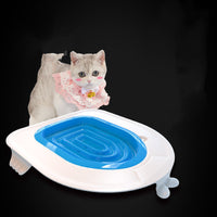 HKM-191635 Cat Toilet Trainer in Blue - PP Material, Squat Design, Solid Quality, Toilet-Suitable, 41.5x42.3x42.0cm