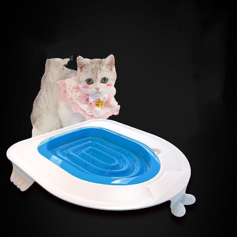 HKM-191635 Cat Toilet Trainer in Blue - PP Material, Squat Design, Solid Quality, Toilet-Suitable, 41.5x42.3x42.0cm