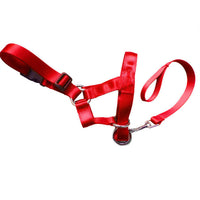 HKM-1916861 Nylon Dog Muzzle Cover with Adjustable Leash - Available in Black, Red, and Blue