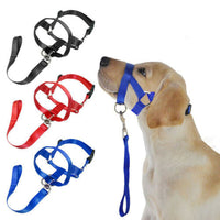HKM-1916861 Nylon Dog Muzzle Cover with Adjustable Leash - Available in Black, Red, and Blue