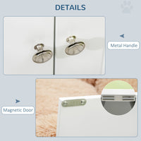 HKM-1917245 Large Elevated Dog Bowl Stand with 44L Storage Cabinet and Stainless Steel Bowls in Cotton White