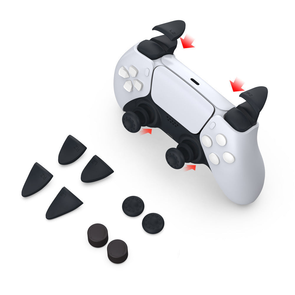 HKM-191827 PS5 Silicone Handle Button and Trigger Cap Set - 8 Pieces for Enhanced Controller Comfort and Protection
