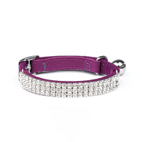 HKM-1919037 Rhinestone-Embellished Suede Cat Collar ¨C Adjustable Velvet in Red, Blue, Purple, Black, Pink