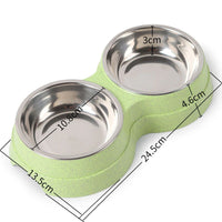 HKM-1920317 Double Stainless Steel Pet Feeder - Dog & Cat Food and Water Bowls, Convenient and Durable Design