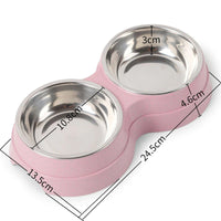 HKM-1920317 Double Stainless Steel Pet Feeder - Dog & Cat Food and Water Bowls, Convenient and Durable Design