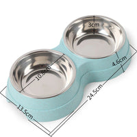 HKM-1920317 Double Stainless Steel Pet Feeder - Dog & Cat Food and Water Bowls, Convenient and Durable Design