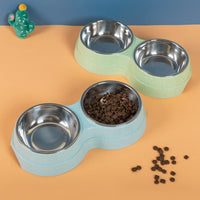HKM-1920317 Double Stainless Steel Pet Feeder - Dog & Cat Food and Water Bowls, Convenient and Durable Design