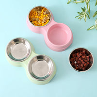 HKM-1920317 Double Stainless Steel Pet Feeder - Dog & Cat Food and Water Bowls, Convenient and Durable Design