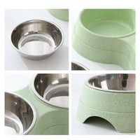HKM-1920317 Double Stainless Steel Pet Feeder - Dog & Cat Food and Water Bowls, Convenient and Durable Design