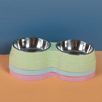 HKM-1920317 Double Stainless Steel Pet Feeder - Dog & Cat Food and Water Bowls, Convenient and Durable Design