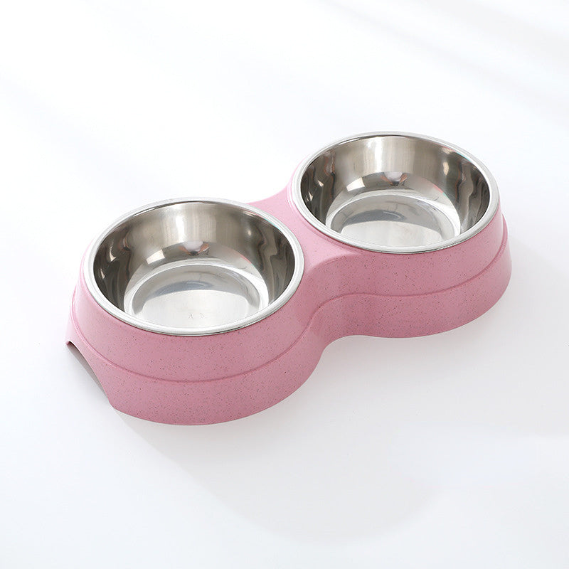 HKM-1920317 Double Stainless Steel Pet Feeder - Dog & Cat Food and Water Bowls, Convenient and Durable Design