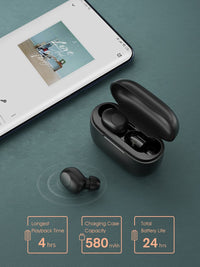 HKM-192147 Wireless Mini Bluetooth Headset with 30 Hours Playtime and Charging Case, Model T19