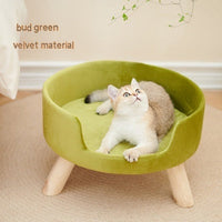 HKM-1922877 Cozy Semi-Enclosed Solid Wood Cat Nest for Warm Winter Comfort