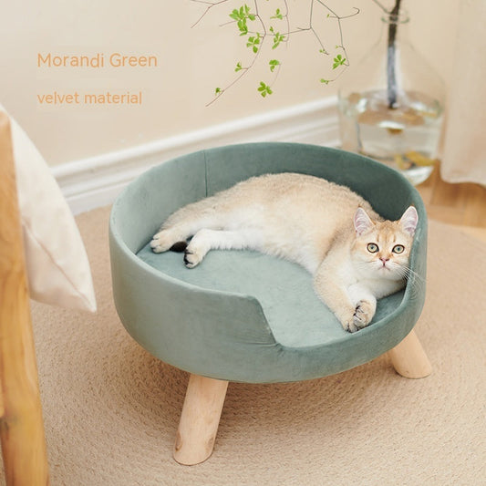 HKM-1922877 Cozy Semi-Enclosed Solid Wood Cat Nest for Warm Winter Comfort