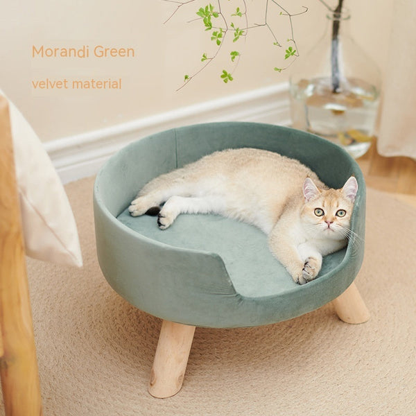 HKM-1922877 Cozy Semi-Enclosed Solid Wood Cat Nest for Warm Winter Comfort