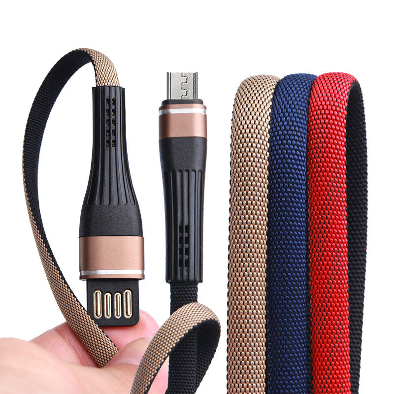 HKM-192339 Long Tail Anti-Breaking Braided Data Cable for Android and Apple Devices - 1m, 8PIN, Micro USB, TYPE-C
