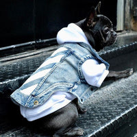 HKM-1925181 Denim Dog Vest with Zebra Stripes for Small to Extra Large Dogs