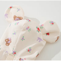 HKM-1927357 Floral Bear Two-Legged Cotton-Padded Dress for Kittens and Small Dogs with Lace Trims and Bunny Charm