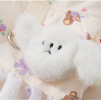 HKM-1927357 Floral Bear Two-Legged Cotton-Padded Dress for Kittens and Small Dogs with Lace Trims and Bunny Charm