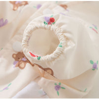 HKM-1927357 Floral Bear Two-Legged Cotton-Padded Dress for Kittens and Small Dogs with Lace Trims and Bunny Charm