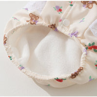 HKM-1927357 Floral Bear Two-Legged Cotton-Padded Dress for Kittens and Small Dogs with Lace Trims and Bunny Charm