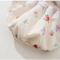 HKM-1927357 Floral Bear Two-Legged Cotton-Padded Dress for Kittens and Small Dogs with Lace Trims and Bunny Charm