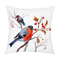 HKM-192787 Nordic Bird Pattern Flannel Pillowcase - 45x45cm, Polyester Print Design