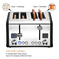 HKM-192851 Digital 4-Slice Electric Toaster with LED Display for Even Toasting and Smart Settings