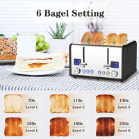 HKM-192851 Digital 4-Slice Electric Toaster with LED Display for Even Toasting and Smart Settings